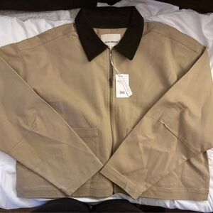 Lucky Brand Tan Utility Jacket with Dark Brown Corduroy Collar ~ NWT